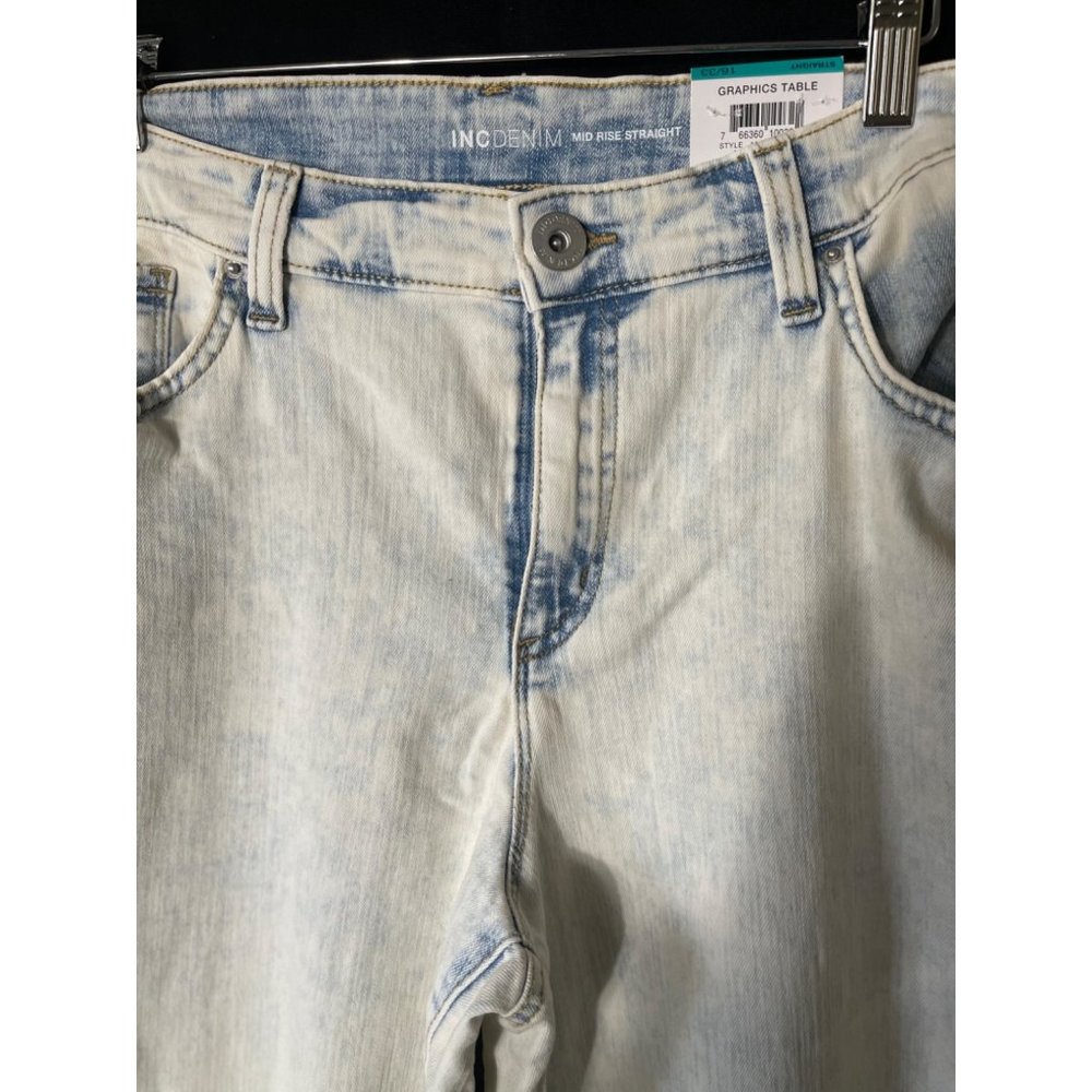 INC Denim Mid Rise Straight - Picture 5 of 12